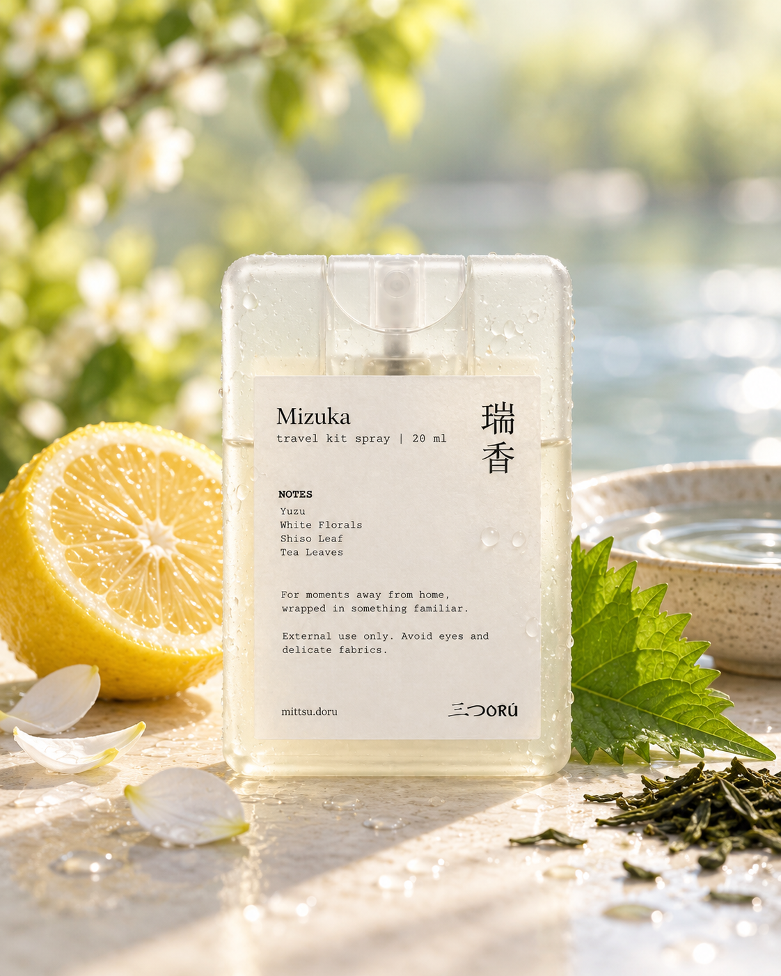 Mizuka Pocket Mist with yuzu, white florals and shiso