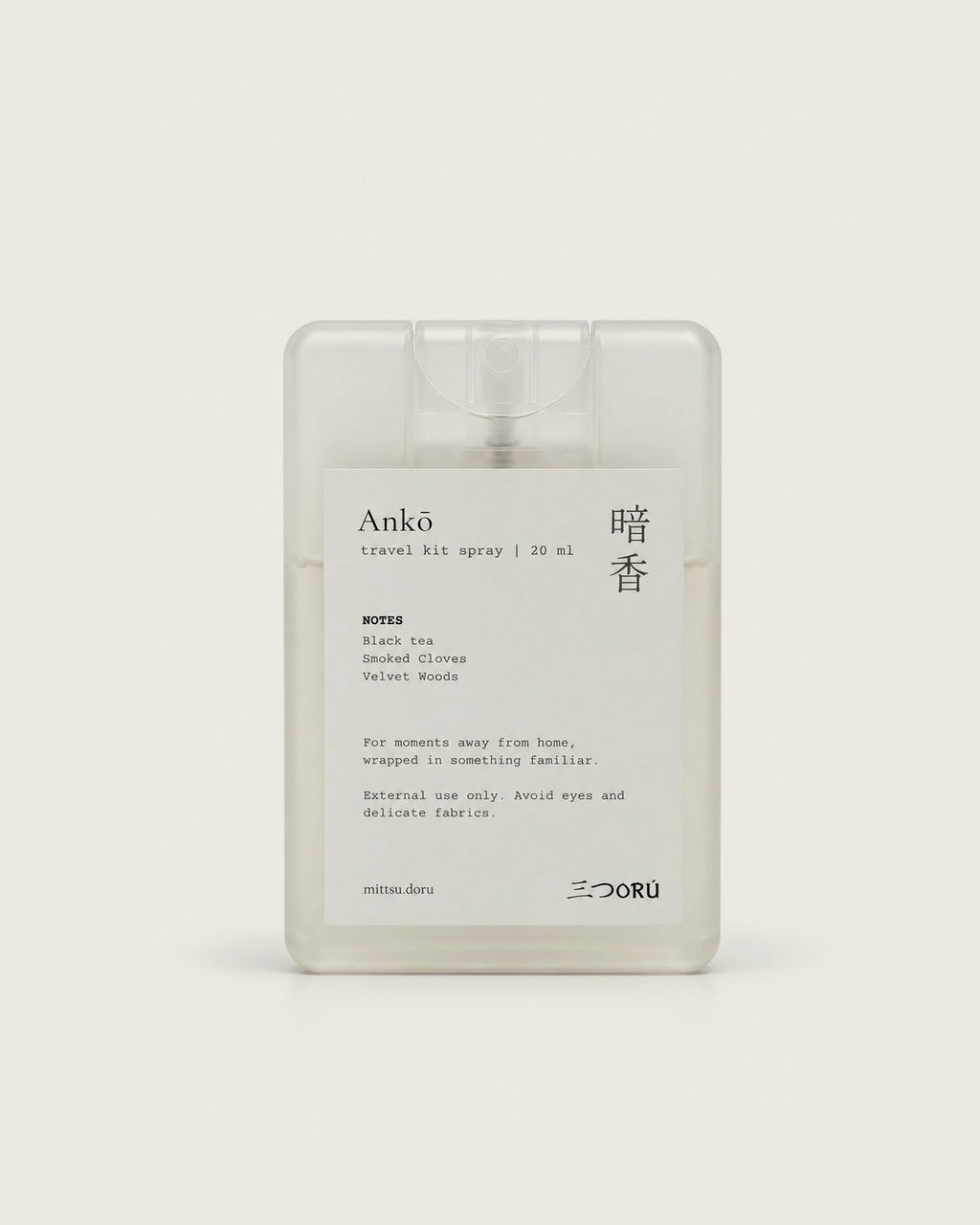Ankō Pocket Mist, 20 ml travel spray – Black Tea, Smoked Cloves, Velvet Woods